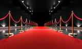 Fototapeta  - Elegant red carpet event entrance with velvet ropes