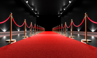 Wall Mural - Elegant red carpet event entrance with velvet ropes