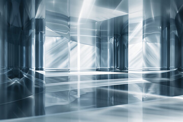 Poster - Abstract background with reflections and caustics. Hi-tech. Futuristic background image. Created with Generative AI technology.