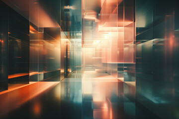 Poster - Abstract background with reflections and caustics. Hi-tech. Futuristic background image. Created with Generative AI technology.