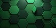 Green background with hexagon pattern, 3D rendering illustration. Abstract green wallpaper design for banner, poster or cover with copy space for photo text or product, blank empty copyspace. 
