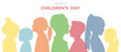 World Children's Day.Vector illustration with silhouettes of children and space for text.