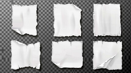 Poster - Various shadow frames drawn on paper sheets, notebooks, and notepads. Modern realistic set of paper sheets with torn edges, isolated on transparent background.