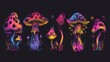 The most awesome psychedelic mushroom illustration ever! Retro groovy graphic drawing with eye, vintage cartoon psilocybin fungus from the sixties.
