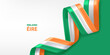 Ireland 3D ribbon flag. Bent waving 3D flag in colors of the Irish national flag. National flag background design.