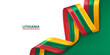 Lithuania 3D ribbon flag. Bent waving 3D flag in colors of the Lithuania national flag. National flag background design.