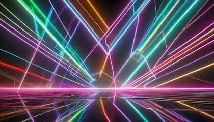 Wall Mural - Electrifying Geometry: Abstract Neon Light Background Illuminated with Vibrant Lines texture 