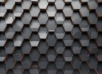 Poster - 3d black background with hexagon patterns, black abstract wallpaper 