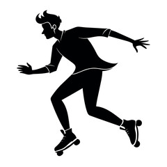 Poster - a man skating vector silhouette black color illustration