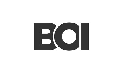 Poster - BOI logo design template with strong and modern bold text. Initial based vector logotype featuring simple and minimal typography. Trendy company identity.