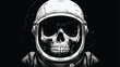 Dead skull astronaut black and white illustration 2