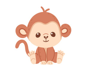 Wall Mural - Cute small monkey cartoon animal design vector illustration isolated on white background