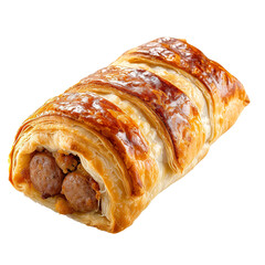 Poster - Tasty Sausage Roll Pastry Isolated On White Background