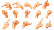 Different hand gestures set. Signs expressions with