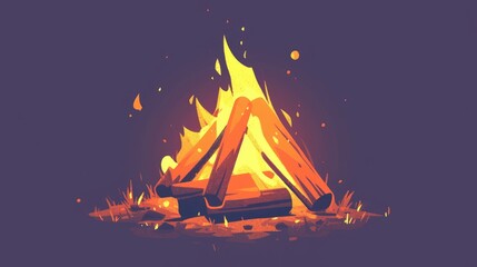 Poster - Illustration of a Campfire Icon in 2d Format