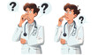 Man wearing doctor uniform and stethoscope clueless a