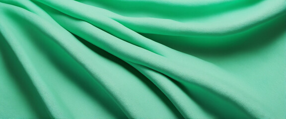 Mint green natural cotton linen textile texture background 