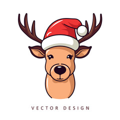 Sticker - cute christmas deer minimalist vector design isolated illustration