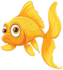 Wall Mural - Brightly colored cartoon goldfish with big eyes