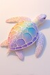 A watercolor painting of a rainbow-colored sea turtle.