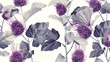 Botanical seamless pattern with burdock prickly heads