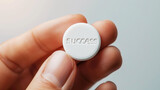 Fototapeta Las - White round pill with text success in hands , white soft background, copy space. Business template. Generative AI