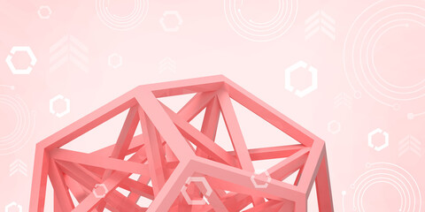 Aufkleber - Abstract background. Computer networking and internet connectivity concepts with wireless technology. Red, Cyber, Cooperation, banner, website, 3d rendering.