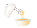 Fototapeta Konie - Electric mixer with dough bowl baking kitchenware vector illustration isolated on white background