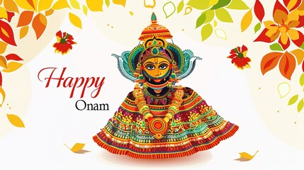 Wall Mural - vector illustration of onam. Kerala Onam Greeting Card. illustration