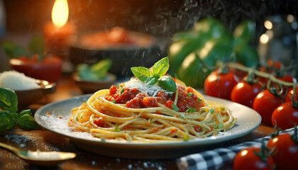 Wall Mural - Pasta Perfection: A Masterful Spaghetti Recipe for Easy Weeknight Dinners