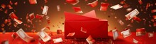 A Festive Holiday Scene With Rich Red Envelopes Containing Money, Commonly Given As Gifts During Lunar New Year, Symbolizing Good Fortune And Happiness