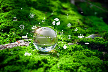 Wall Mural - environmental technology concept. sustainable esg modernization development by using technology of r