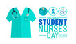 Student Nurses Day background template. nurse dress, medical instrument, medicine, Medical and health care concept. use to background, banner, placard, card, and poster design.