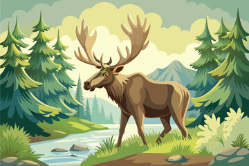 Naklejka na meble moose mammal in its natural habitat background
