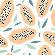Cute papaya seamless pattern. 