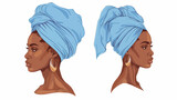 Fototapeta Dinusie - African american woman wearing headwrap turban. Head