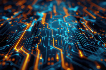Poster - Digital transformation and system engineering. Hi-Tech futuristic background. Created with Generative AI technology.