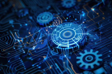 Poster - Digital transformation and system engineering. Hi-Tech futuristic background. Created with Generative AI technology.