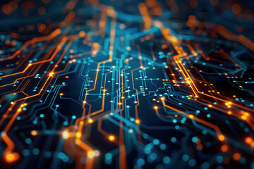 Poster - Digital transformation and system engineering. Hi-Tech futuristic background. Created with Generative AI technology.