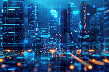Poster - Digital transformation and system engineering. Hi-Tech futuristic background. Created with Generative AI technology.