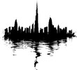 Simple Black Silhouette Skyline of Dubai City, Timeless Elegance