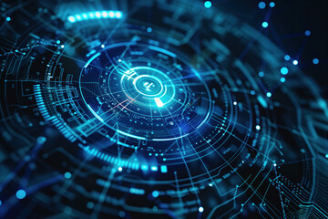 Poster - Digital transformation and system engineering. Hi-Tech futuristic background. Created with Generative AI technology.