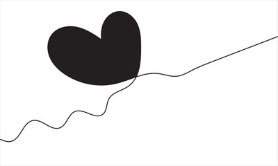 Wall Mural - Single doodle heart continuous wavy line art drawing on white background.  vector. EPS 10