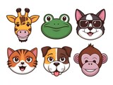 Fototapeta Pokój dzieciecy - set of funny animals faces
