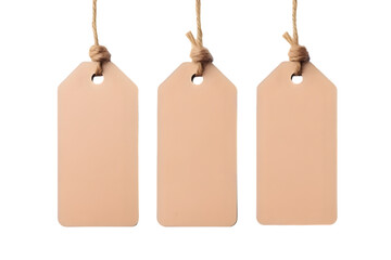 Wall Mural - Brown natural craft kraft paper hang tags isolated on transparent background