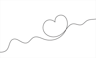 Poster - Single doodle heart continuous wavy line art drawing on white background.  vector. EPS 10