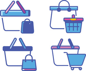 Poster - Set of flat purchase, shopping icon, vector illustration.