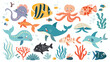 Fish and wild marine animals in ocean. Sea world dw