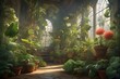 A lush, tropical paradise filled with vibrant green foliage and exotic flowers, all centered around a towering, majestic plant that seems to radiate life and energy. 