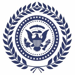 The blue emblem has a star and an eagle